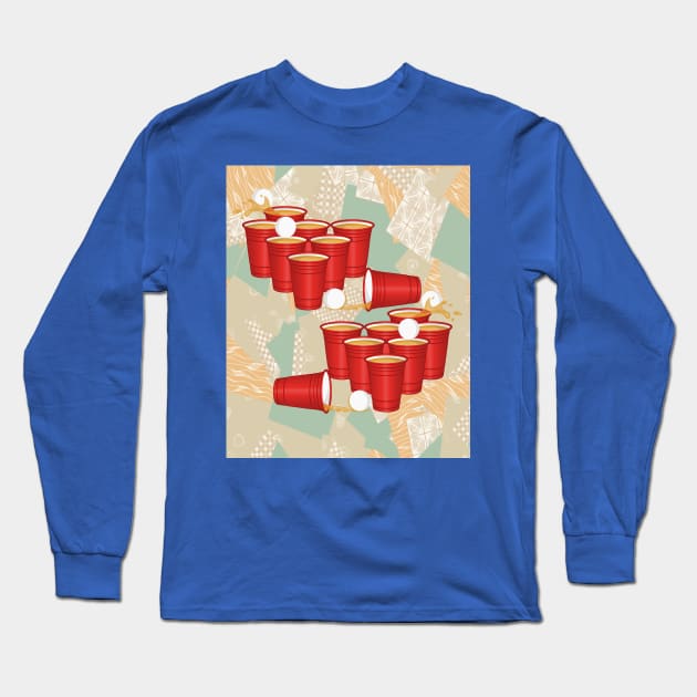 Party Drinking Game Beerpong Beer Pong Long Sleeve T-Shirt by flofin